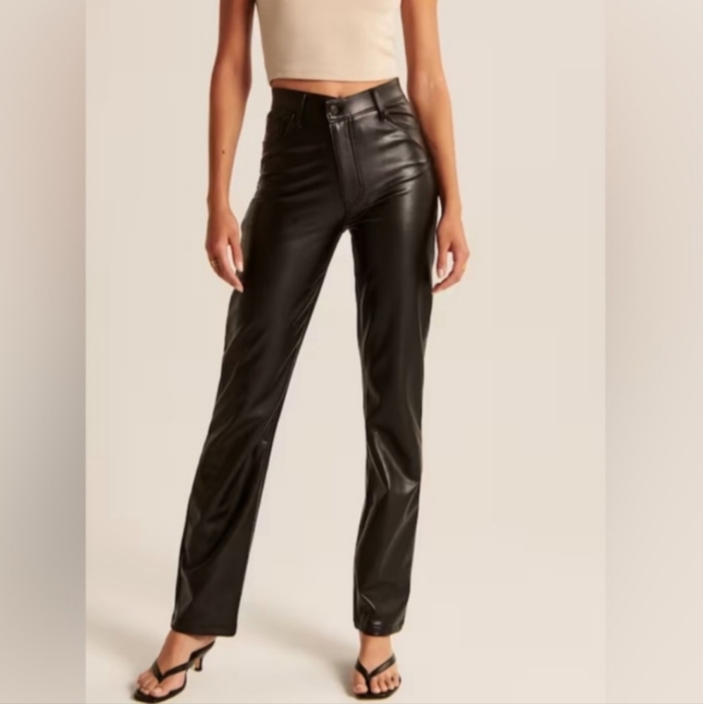 Abercrombie & Fitch the 90's straight ultra high rise vegan leather pants